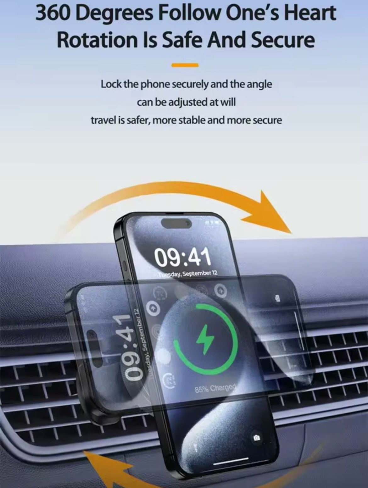 Caricabatterie wireless magnetico per auto